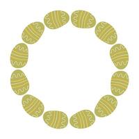 påsk ägg krans hand dragen på vit bakgrund. dekorativ klotter ram från Semester mat med ornament i cirkel form. element för hälsning kort vektor