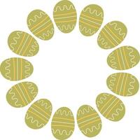 påsk krans med grön ägg hand dragen på vit bakgrund. dekorativ klotter ram från Semester mat med ornament i cirkel form. element för hälsning kort. vektor