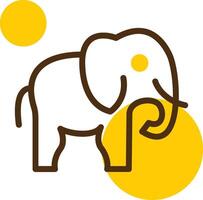 elefant gul lieanr cirkel ikon vektor