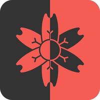plommon blomma röd omvänd ikon vektor