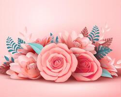 Papier Rose Blume Dekorationen im 3d Illustration vektor