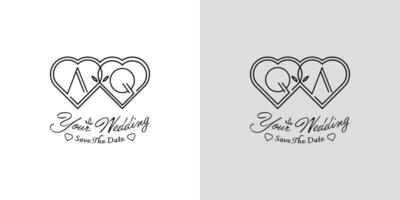 Briefe aq und qa Hochzeit Liebe Logo, zum Paare mit ein und q Initialen vektor