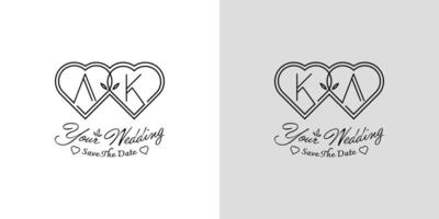 Briefe ak und ka Hochzeit Liebe Logo, zum Paare mit ein und k Initialen vektor