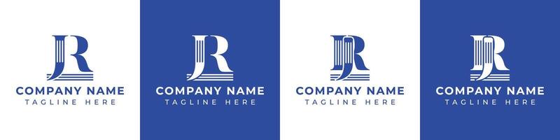 brev jr och rj pelare logotyp, lämplig för företag med jr och rj relaterad till pelare vektor