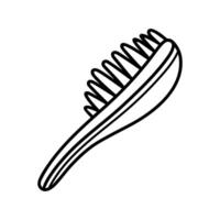 massage hårkam vektor ikon. professionell verktyg för skönhet salong, frisör, frisör. hår vård, hårborste med borst. hand dragen illustration, enkel klotter. svart och vit ClipArt för skriva ut