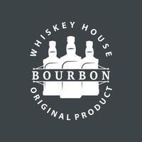 Whiskey Logo Design alt trinken Flasche einfach Stil retro Jahrgang Bar Restaurant Schablone Illustration vektor