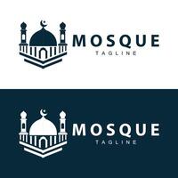 svart silhuett design av islamic plats av dyrkan enkel modern minimalistisk moské logotyp mall vektor