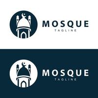 svart silhuett design av islamic plats av dyrkan enkel modern minimalistisk moské logotyp mall vektor