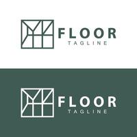 Fußboden Logo Design zum Zuhause Keramik Dekoration mit minimalistisch abstrakt Formen, Vektor Schablone Illustration