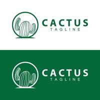 grön växt kaktus logotyp design med öken- växt symbol illustration vektor ikon mall