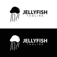 Qualle Logo Design Vorlage Meer Tier Leben einfach schwarz Silhouette Illustration vektor