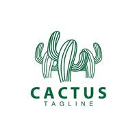 grön växt kaktus logotyp design med öken- växt symbol illustration vektor ikon mall