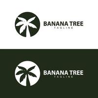banan träd logotyp, frukt träd växt vektor, silhuett design, mall illustration vektor