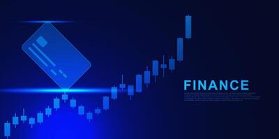 Bank debitera eller kreditera kort med Diagram ljusstake Graf. finansiell tillväxt, pengar tillbaka pengar och företag växande upp på teknologi bakgrund. vektor illustration.