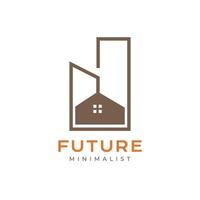 Zukunft Gebäude Zuhause minimalistisch einfach sauber modern Architekt Dach Logo Design Vektor Symbol Illustration