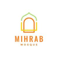 mihrab moské kupol bön muslim färgrik modern linje stil minimalistisk logotyp design vektor ikon illustration