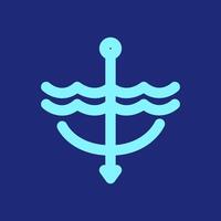 ankare båt hav vatten minimal stil linje modern logotyp design vektor ikon illustration