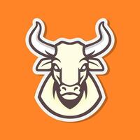 huvud ko lång horn boskap maskot karaktär färgrik modern tecknad serie logotyp design vektor ikon illustration
