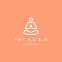 Menschen sitzend Yoga posiert Wellness entspannend Seele minimalistisch Linie Stil modern einfach Logo Design Vektor Symbol Illustration