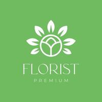 Blume Knospen Blätter Pflanze botanisch Gartenarbeit Florist feminin einfach Kreis minimal Logo Design Vektor Symbol Illustration