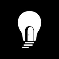 dunkel mit Birne Lampe Tür Treppe öffnen Ideen kreativ einfach modern Logo Design Vektor Symbol Illustration