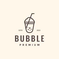 färsk dryck bubbla skum juice enkel linje stil minimal smak hipster logotyp design vektor ikon illustration