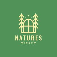 öffnen Fenster mit Natur Wald draussen minimalistisch Stil Linie einfach Farbe Logo Design Vektor Symbol Illustration