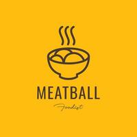 köttbulle nötkött skål mat smak utsökt enkel stil linje minimalistisk logotyp design vektor ikon illustration