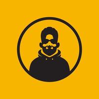 Mann Porträt cool mit Jacke Hoodies Silhouette einfach Kreis Maskottchen Logo Design Vektor Symbol Illustration
