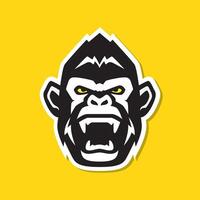 Primas Gorilla Porträt brüllen Tierwelt Tier Fang modern bunt Maskottchen Charakter Logo Design Vektor Symbol Illustration