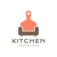 Sofa Sessel Restaurant gemütlich Platz Essen Kochen modern minimalistisch Logo Design Vektor Symbol Illustration