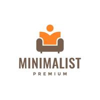 Sofa Sessel entspannen Menschen sitzen modern Innere Möbel einfach eben minimalistisch Logo Design Vektor Symbol Illustration