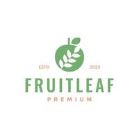 Obst Apfel Grün Blätter einfach Kreis Logo Design Vektor Symbol Illustration