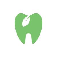 tand dental blad ört- modern platt grön enkel logotyp design vektor ikon illustration