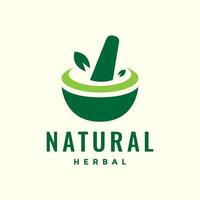 Schüssel Blätter Kräuter- Medizin Natur bunt Grün traditionell Logo Design Vektor Symbol Illustration