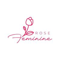 Blume Rose Pflanze Linie Stil einfach feminin Schönheit Florist botanisch Logo Design Vektor Symbol Illustration