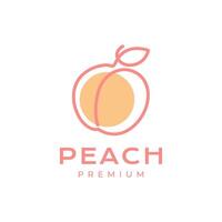färsk frukt persika linje stil minimal färgrik modern enkel logotyp design vektor ikon illustration