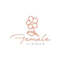 blomma växt botanisk blommig blomsterhandlare linje stil dra enkel feminin färgad logotyp design vektor ikon illustration