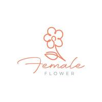 Blume Pflanze botanisch Blumen- Florist Linie Stil zeichnen einfach feminin farbig Logo Design Vektor Symbol Illustration