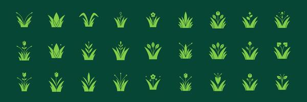 snäll av växt blommor trädgårdsarbete botanisk lantbruk platt modern minimal ikon uppsättning samling tecken symbol logotyp design vektor illustration