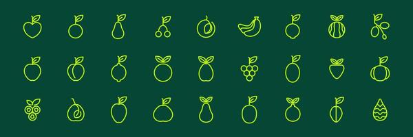 frukt samling linje stil modern minimal enkel ikon uppsättning logotyp design vektor illustration