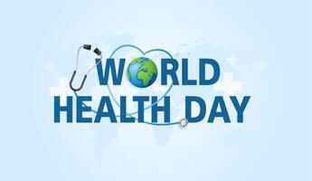 Welt Gesundheit Tag ist ein global Gesundheit Bewusstsein Tag gefeiert jeder Jahr auf 7 .. April. Gesundheit Pflege medizinisch Wissenschaft mit Symbol Digital Technologie Welt Konzept modern Geschäft. Vektor Design