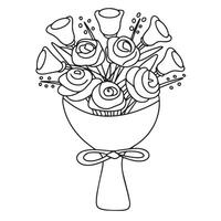 Hand gezeichnet Gekritzel Blumen Strauß Symbol. Gliederung Familie Clip Art. Hand gezeichnet Vektor Kunst.