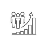 grau Population Wachstum Linie Kunst Symbol, erhöhen, ansteigen Sozial Entwicklung, global Demographie, Menschen Evolution Diagramm, dünn Linie Symbol auf Weiß Hintergrund - - editierbar Schlaganfall Vektor eps10