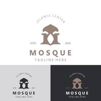 moské logotyp design, enkel islamic arkitektur, emblem symbol islamic Centrum vektor mall