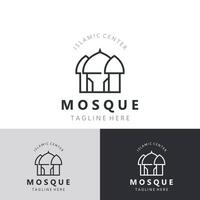 moské logotyp design, enkel islamic arkitektur, emblem symbol islamic Centrum vektor mall