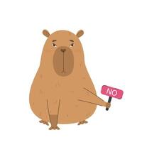 capybara innehav Nej baner vektor illustration