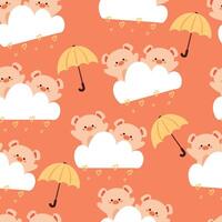 sömlös mönster tecknad serie gris med moln och himmel element. söt djur- tapet illustration för gåva slå in papper vektor