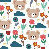 nahtlos Muster Karikatur Koala mit Blume und Pflanze. süß Tier Muster zum Geschenk wickeln Papier vektor