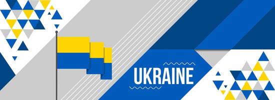 Ukraine National oder Unabhängigkeit Tag Banner Design zum Land Feier. Flagge von Ukraine modern retro Design abstrakt geometrisch Symbole. Vektor Illustration